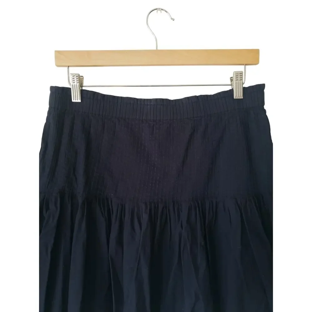 Anthropologie Eula Pintucked Drop Waist Mini Skirt Blue Size Medium